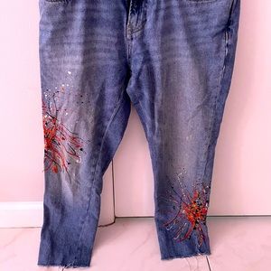 ZARA JEANS! Splatter print with beads